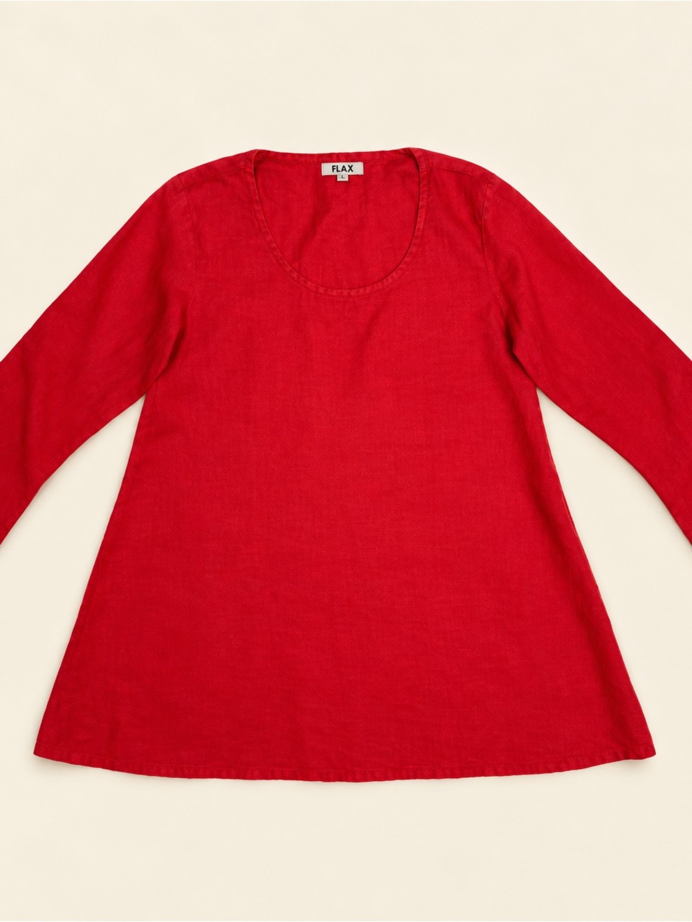 FLAX 100% Linen Red Scoop-Neck Tunic